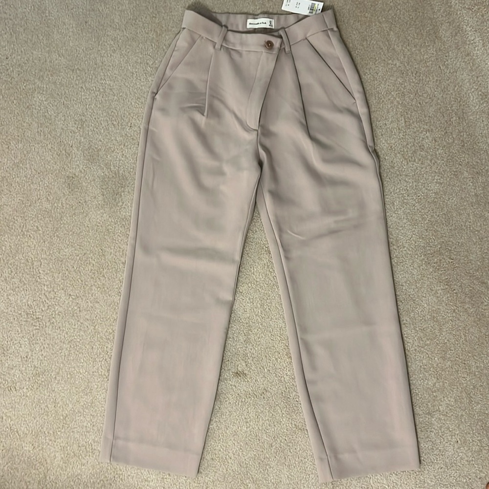 NWT Abercrombie & Fitch Tailored Relaxed Straight Pant 27S